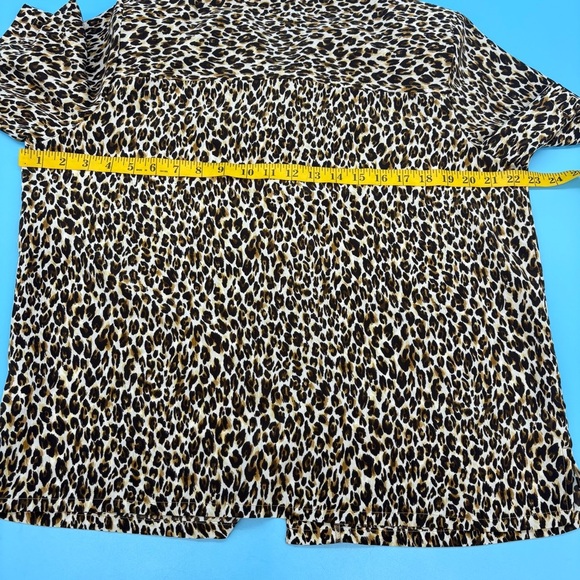 Donn Kenny Leopard Print Button Down Top Brown & Tan Size PL - Picture 6 of 9
